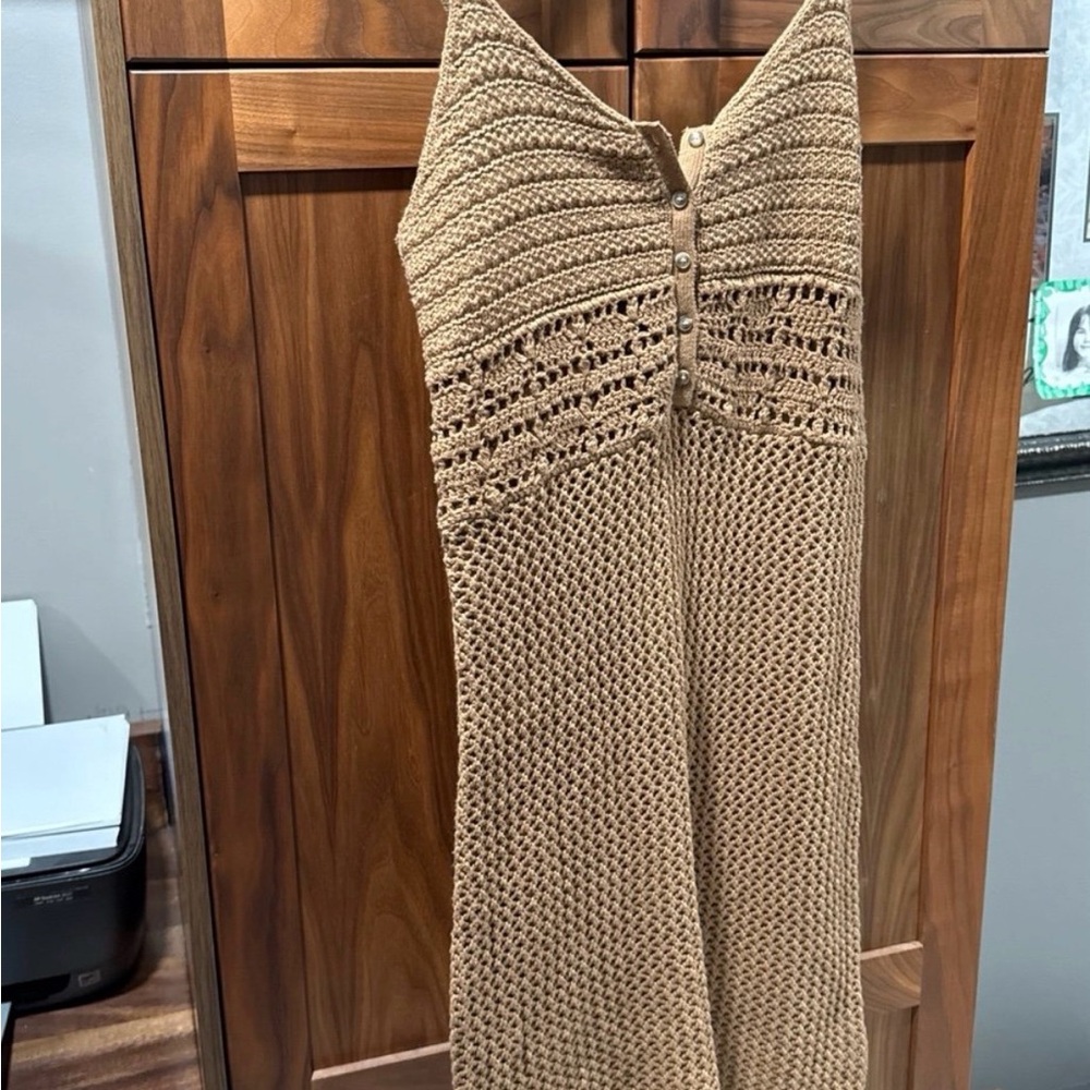 Aerie Knit Tan Sleeveless Dress